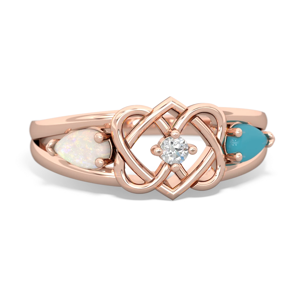 Opal Hearts Intertwined 14K Rose Gold ring R5880