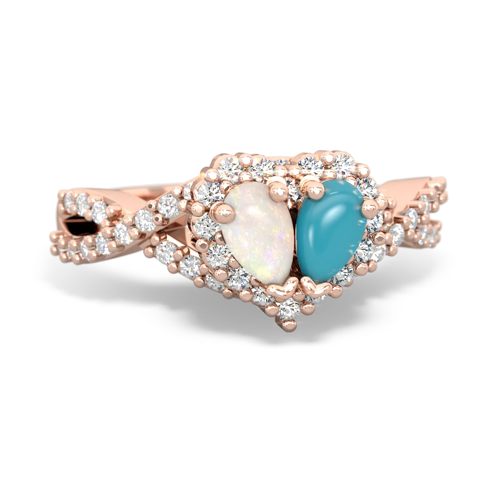 Opal Diamond Twist 'One Heart' 14K Rose Gold ring R2640HRT