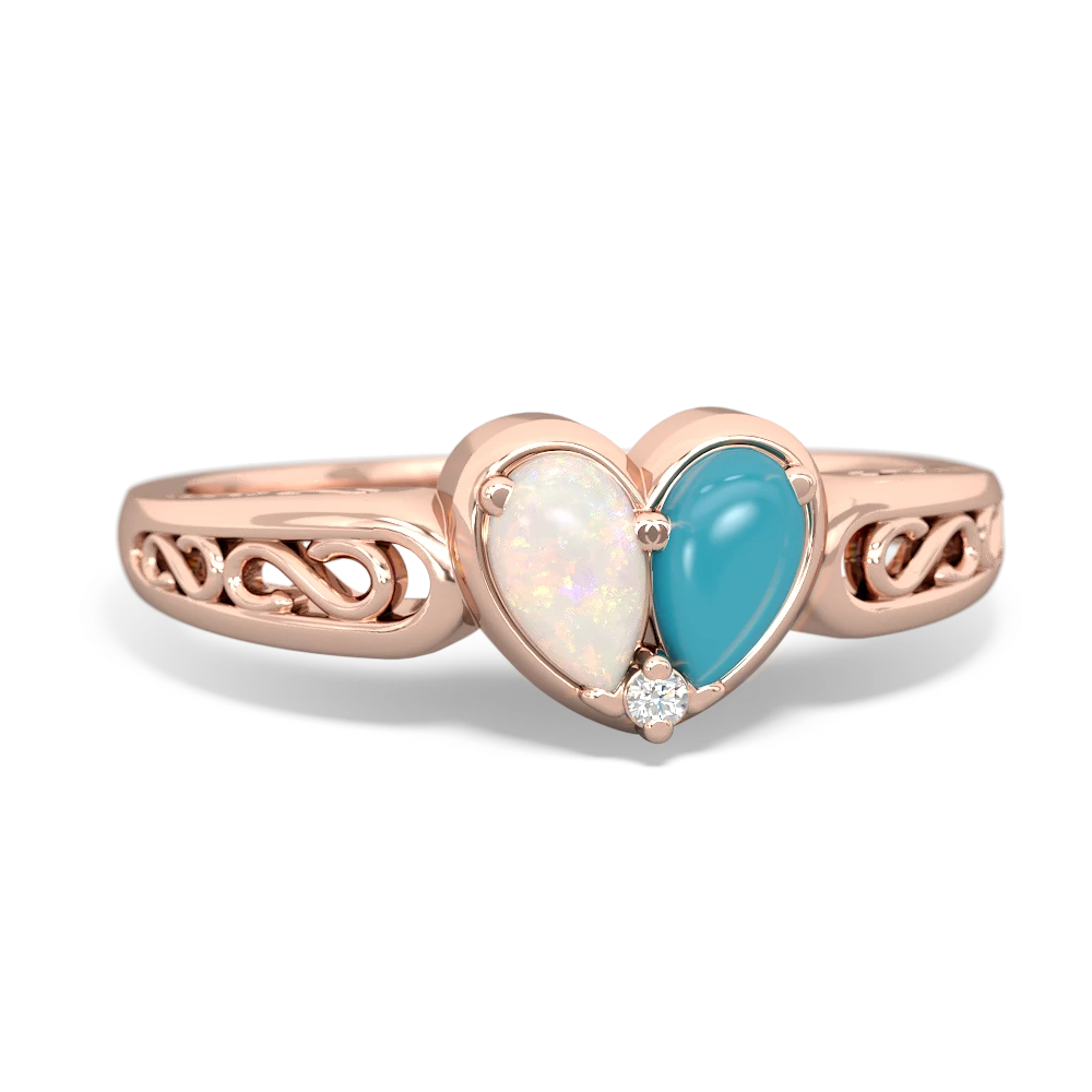 Opal Filligree 'One Heart' 14K Rose Gold ring R5070