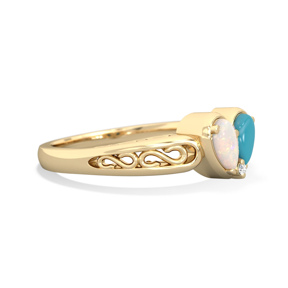 Opal Filligree 'One Heart' 14K Yellow Gold ring R5070