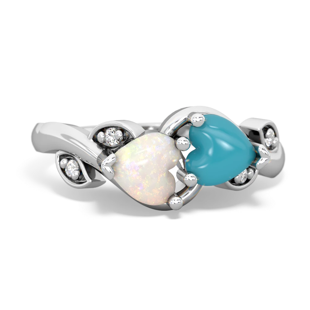 Opal Floral Elegance 14K White Gold ring R5790