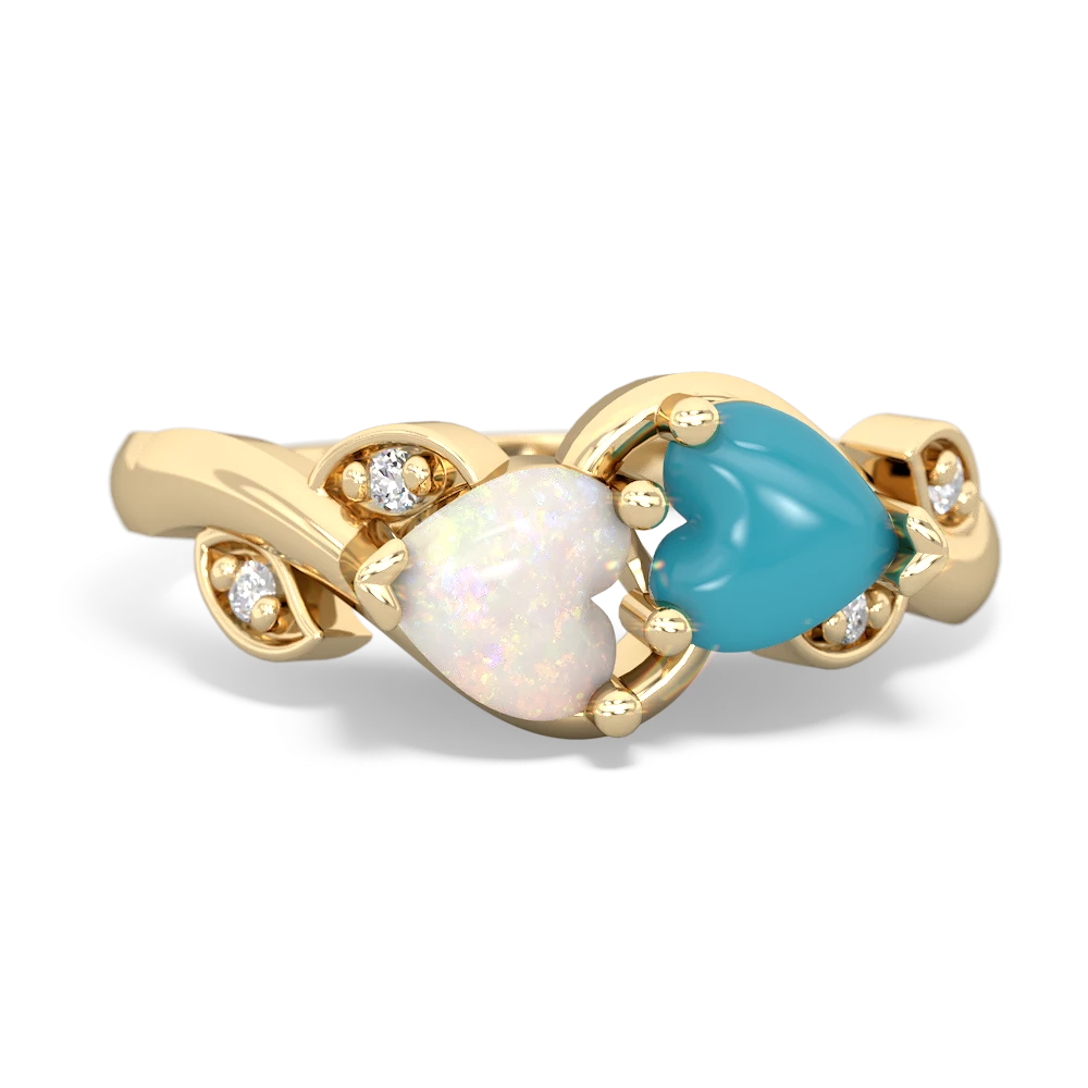 Opal Floral Elegance 14K Yellow Gold ring R5790