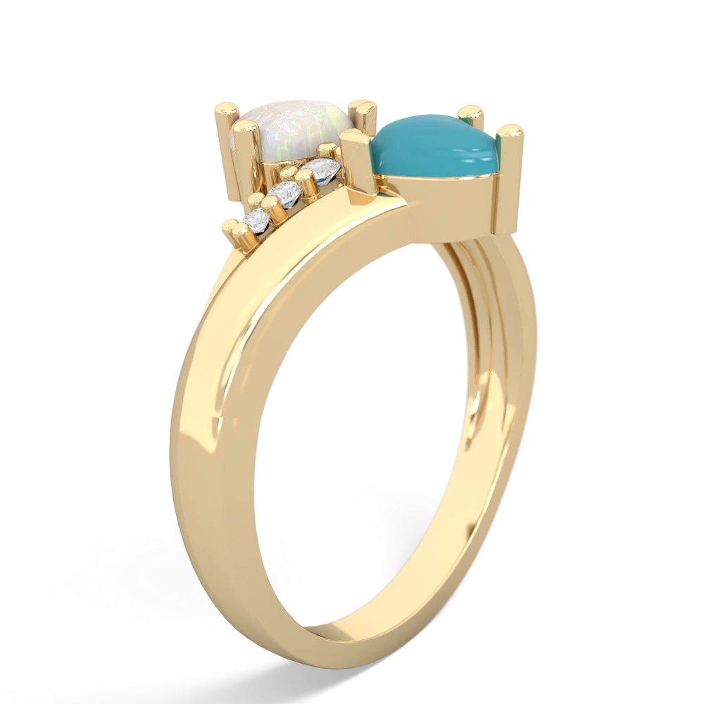 Opal Heart To Heart 14K Yellow Gold ring R2064