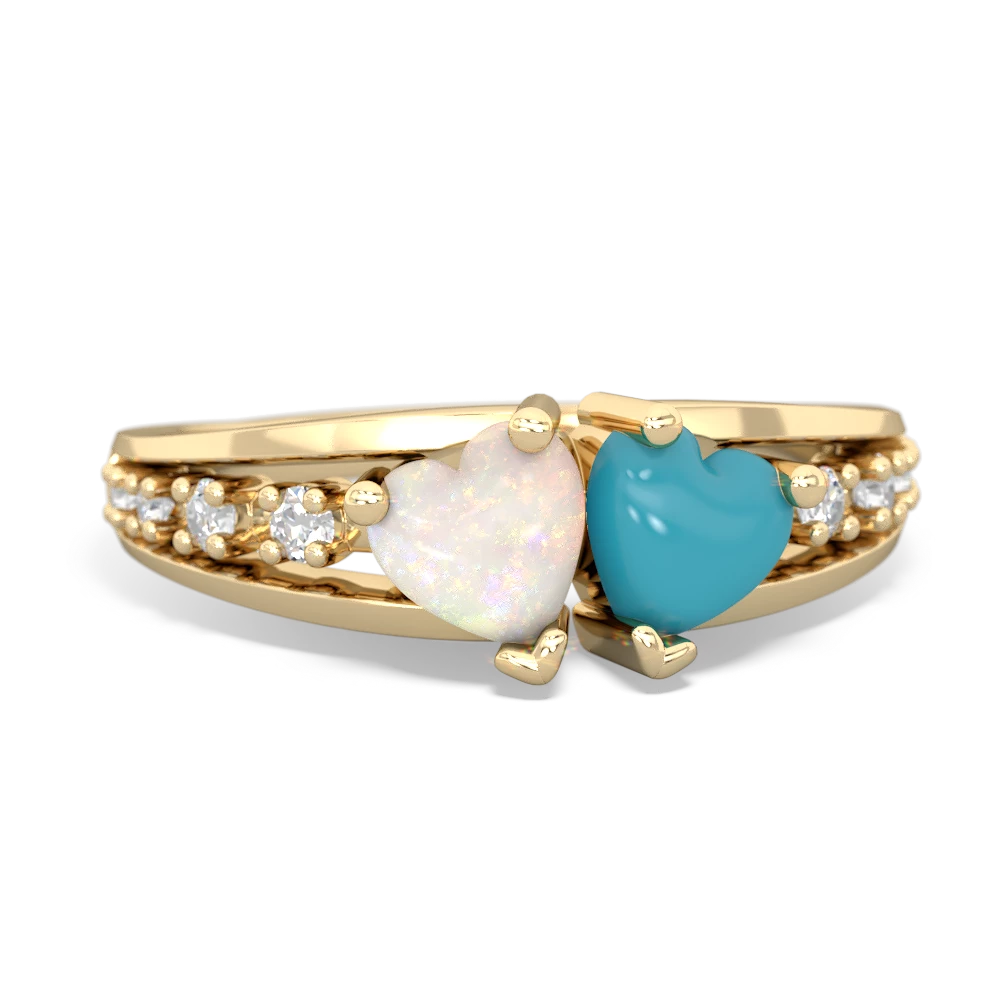 Opal Heart To Heart 14K Yellow Gold ring R3342