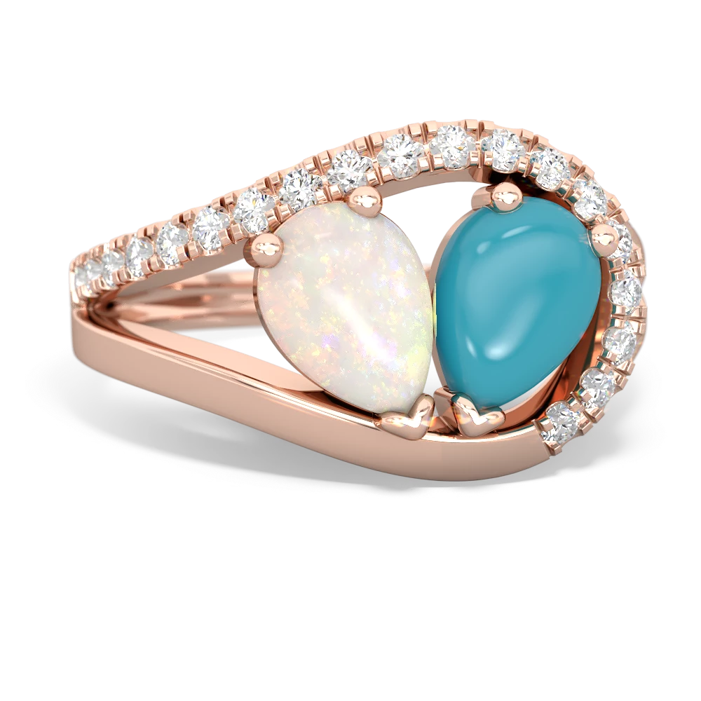 Opal Nestled Heart Keepsake 14K Rose Gold ring R5650