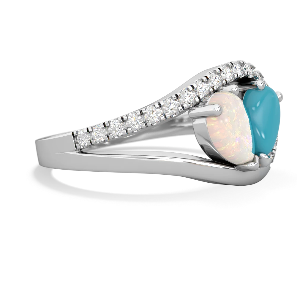 Opal Nestled Heart Keepsake 14K White Gold ring R5650