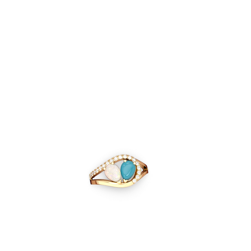 Opal Nestled Heart Keepsake 14K Yellow Gold ring R5650