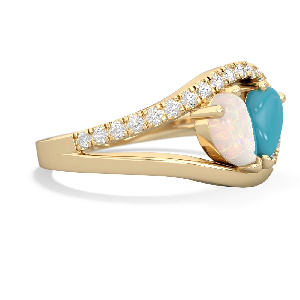 Opal Nestled Heart Keepsake 14K Yellow Gold ring R5650