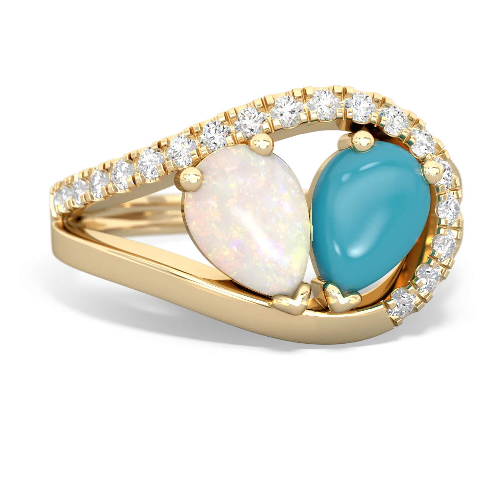 Opal Nestled Heart Keepsake 14K Yellow Gold ring R5650