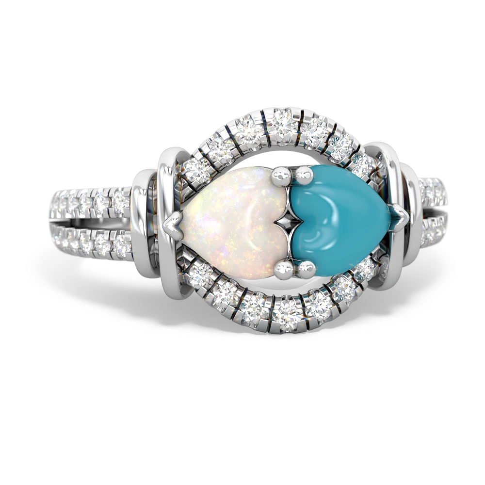 Opal Art-Deco Keepsake 14K White Gold ring R5630