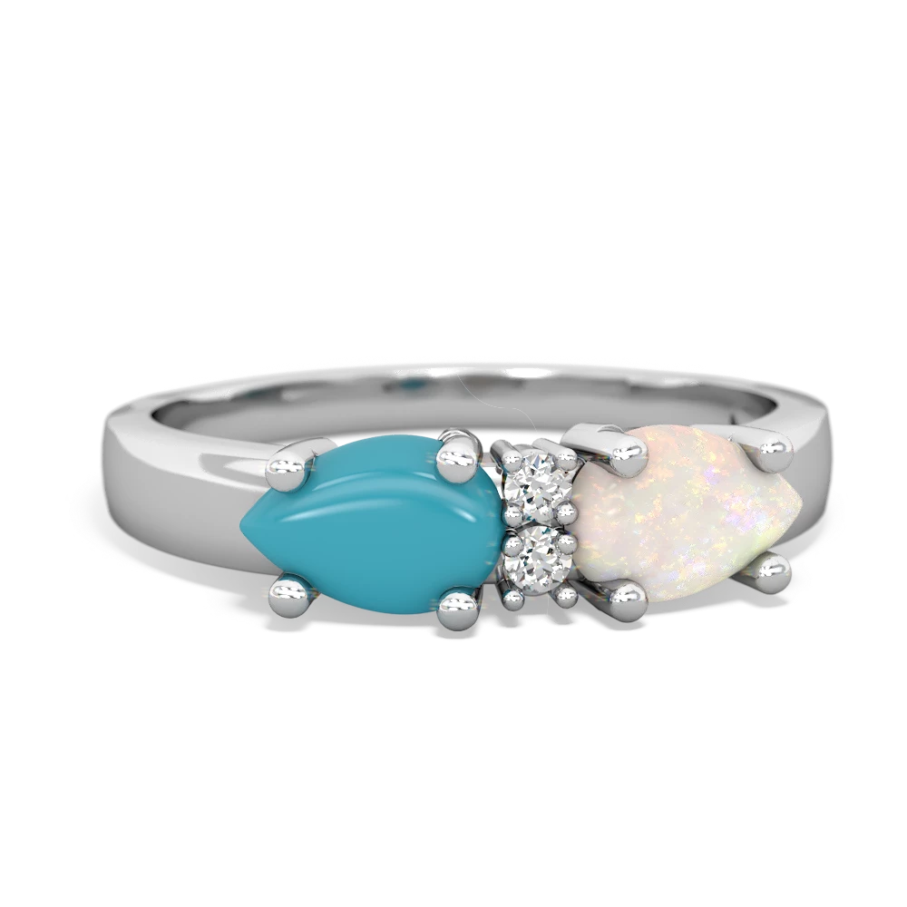 Opal Pear Bowtie 14K White Gold ring R0865