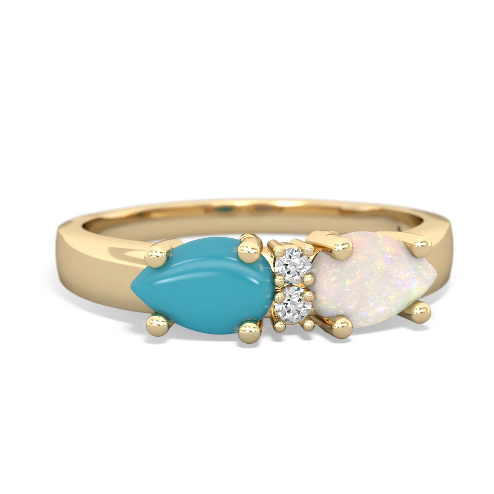 Opal Pear Bowtie 14K Yellow Gold ring R0865