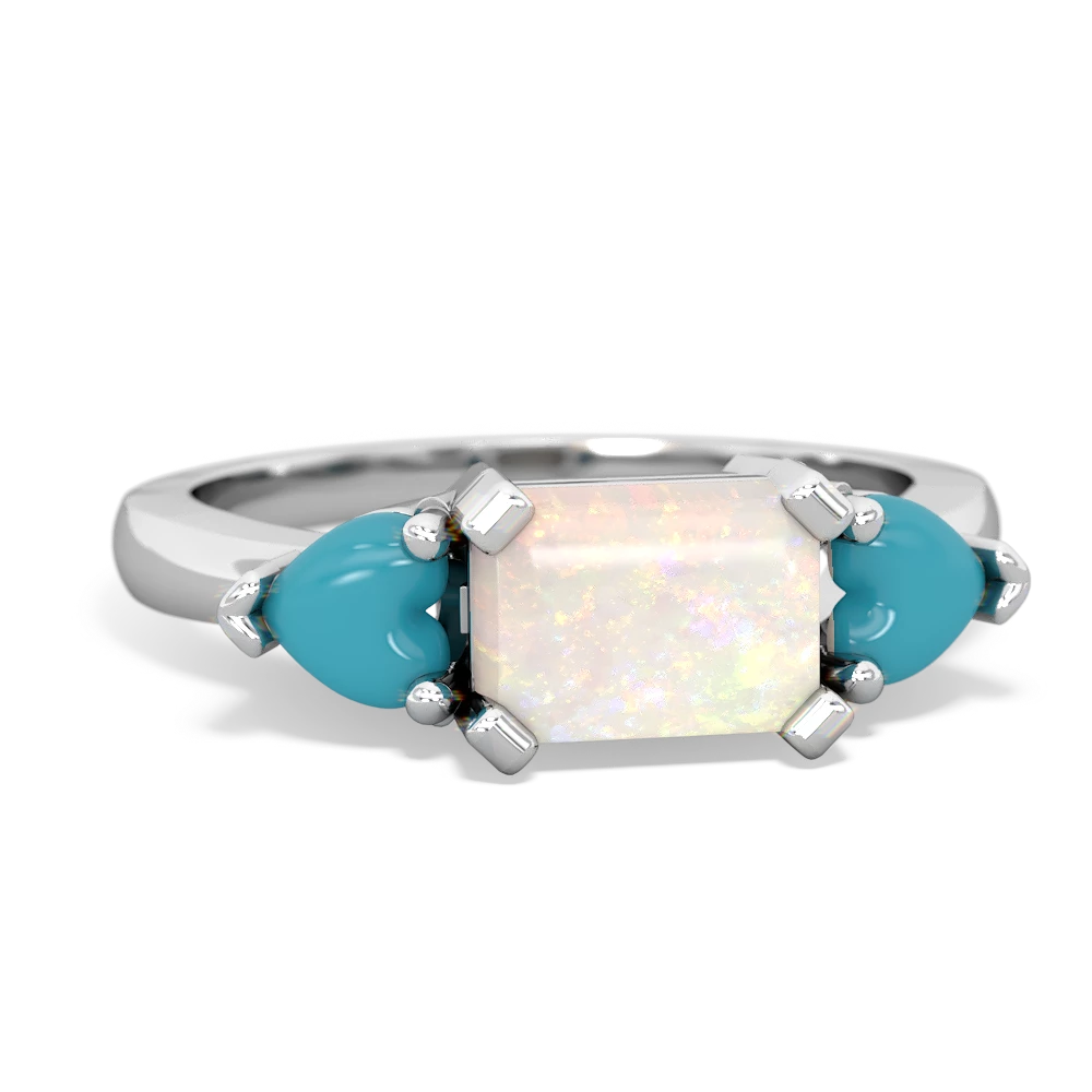 Opal Three Stone 14K White Gold ring R5235