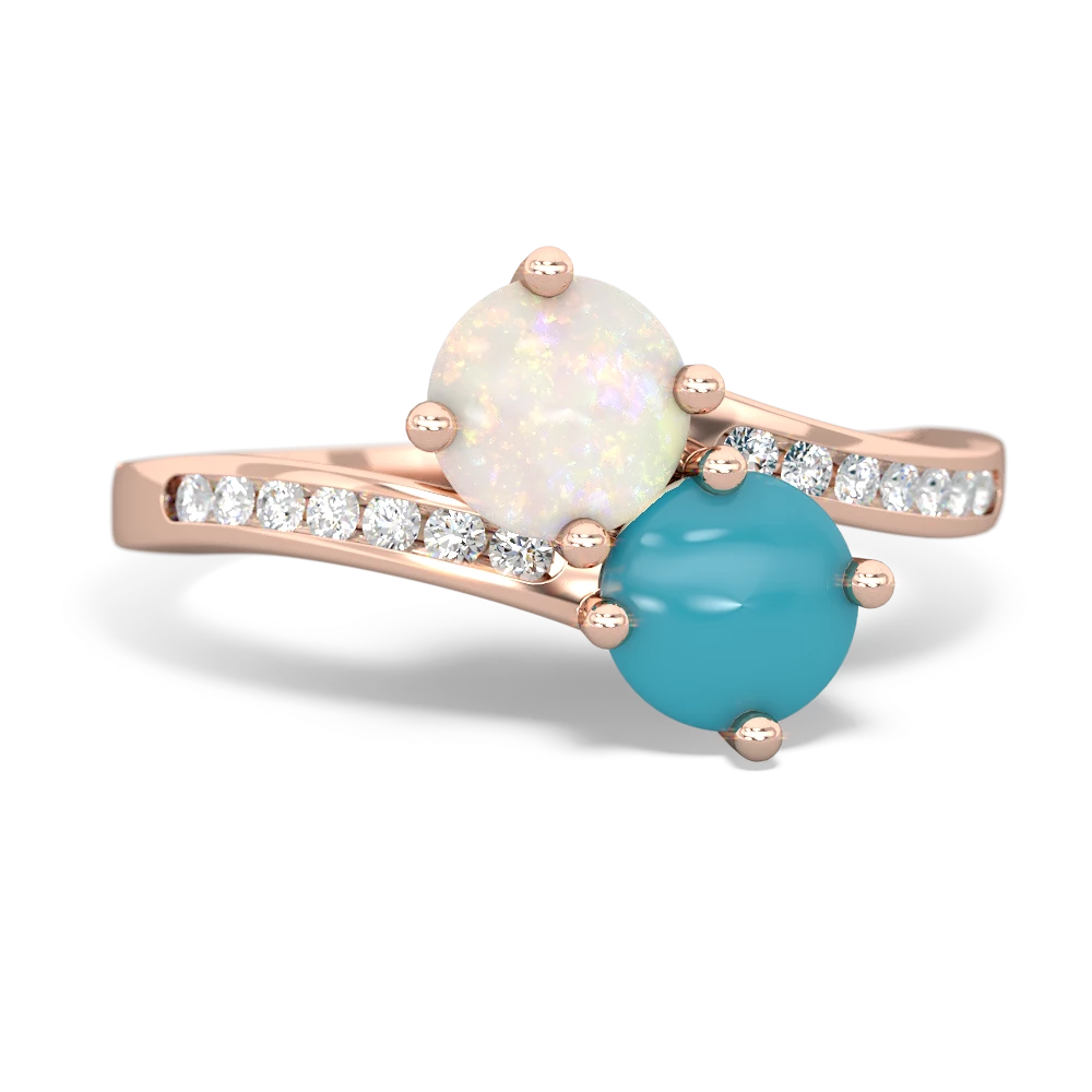 Opal Channel Set Two Stone 14K Rose Gold ring R5303