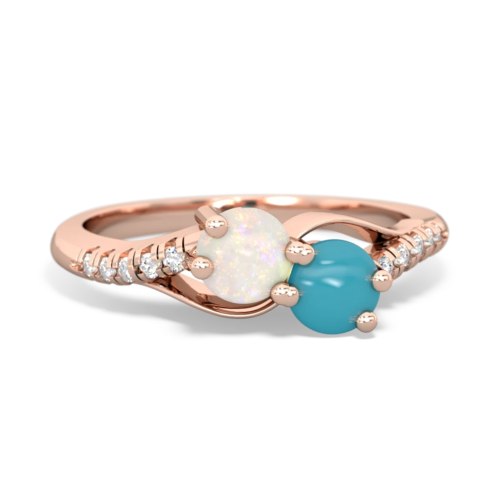 Opal Infinity Pave Two Stone 14K Rose Gold ring R5285