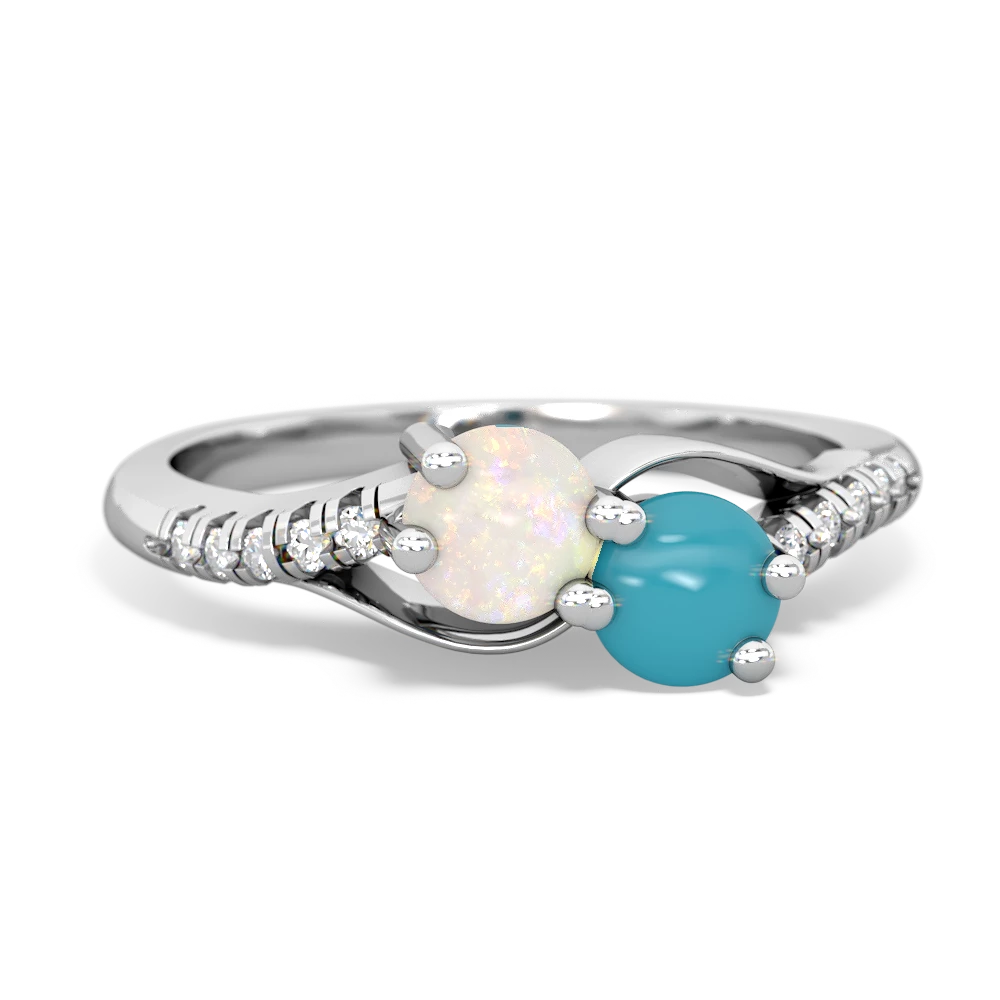 Opal Infinity Pave Two Stone 14K White Gold ring R5285