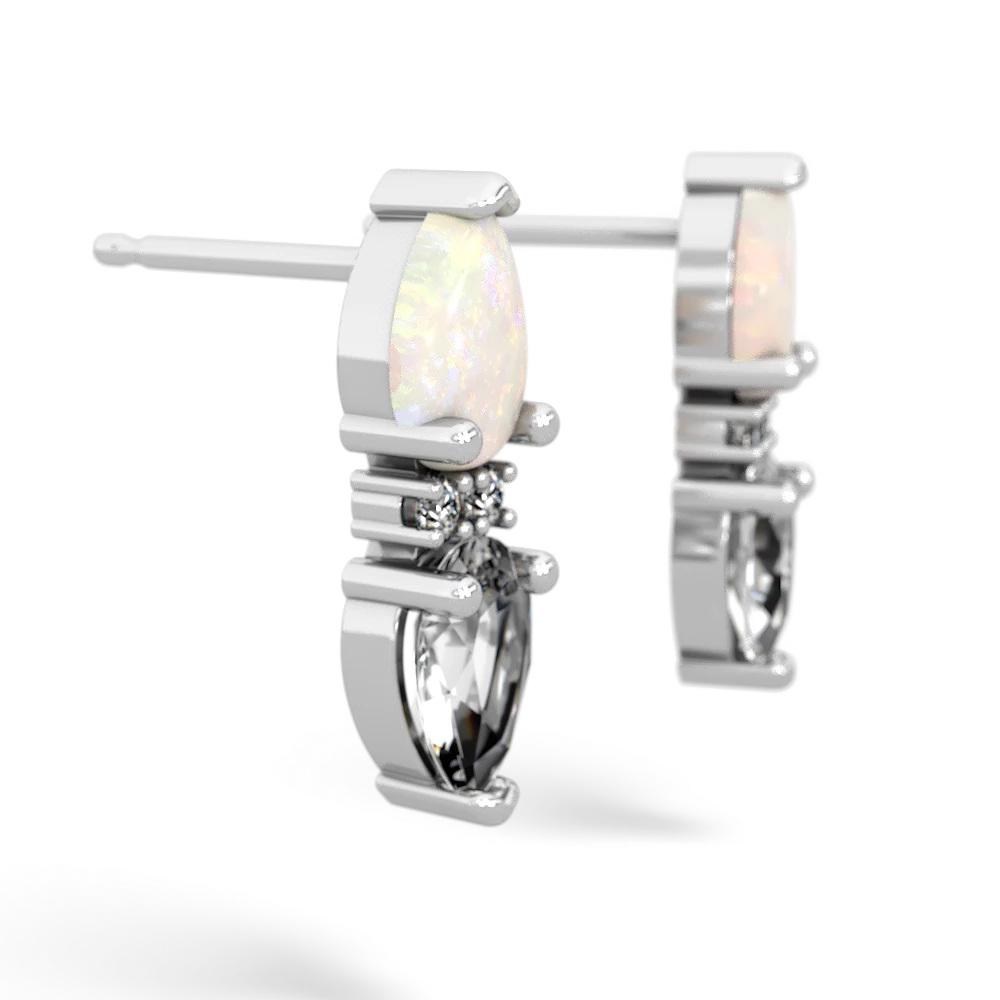 Opal Bowtie Drop 14K White Gold earrings E0865