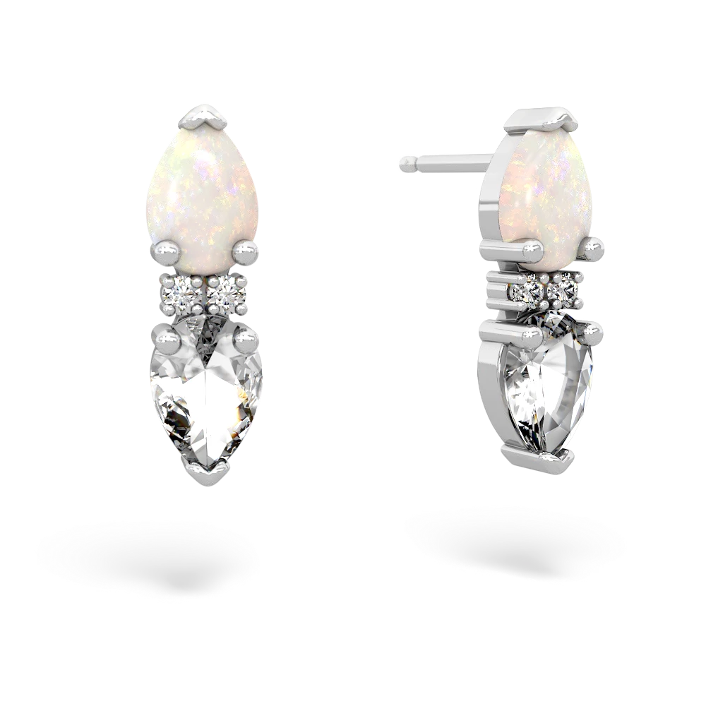 Opal Bowtie Drop 14K White Gold earrings E0865