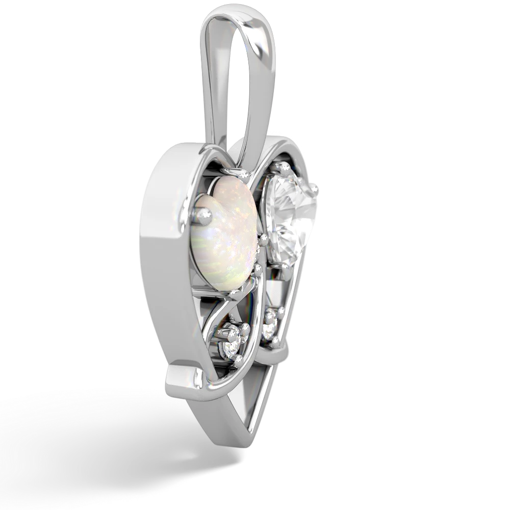 Opal Celtic Trinity Heart 14K White Gold pendant P5331