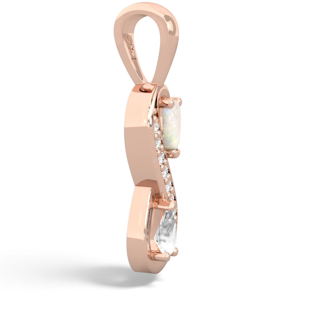 Opal Diamond Infinity 14K Rose Gold pendant P5390