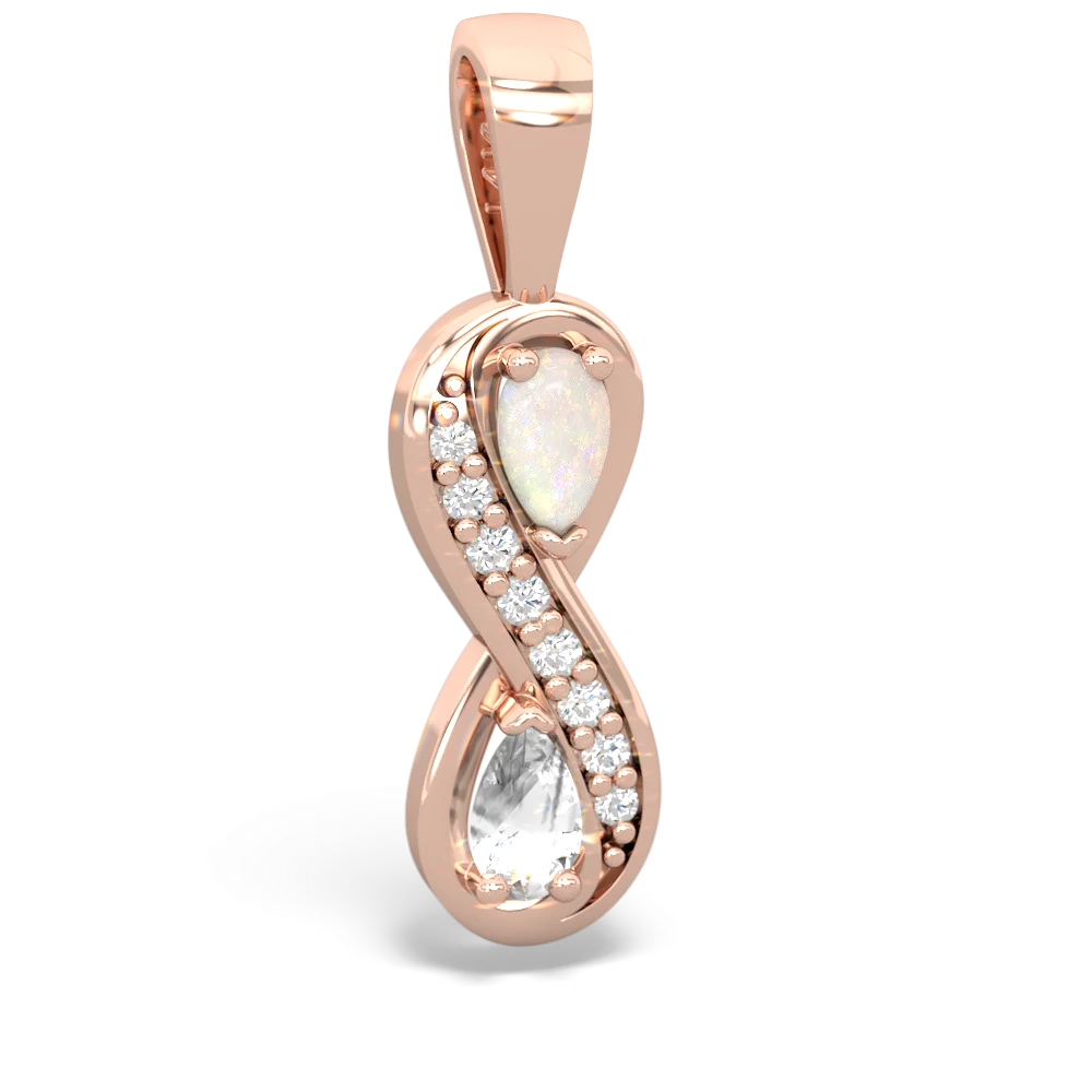 Opal Diamond Infinity 14K Rose Gold pendant P5390