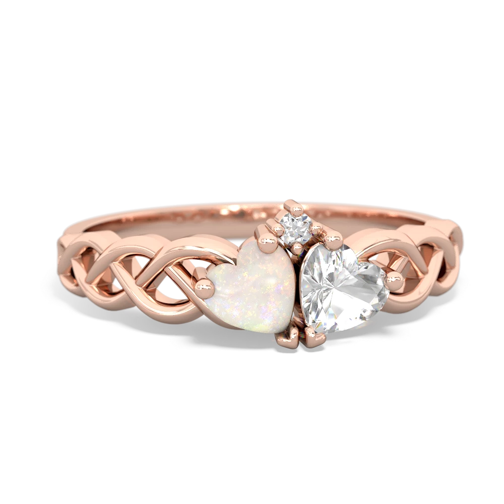 Opal Heart To Heart Braid 14K Rose Gold ring R5870