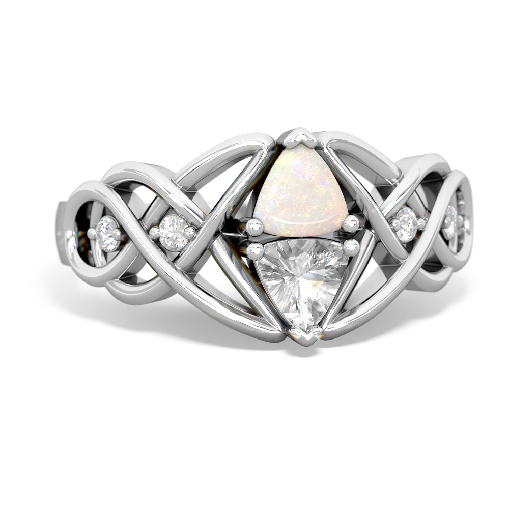 Opal Keepsake Celtic Knot 14K White Gold ring R5300