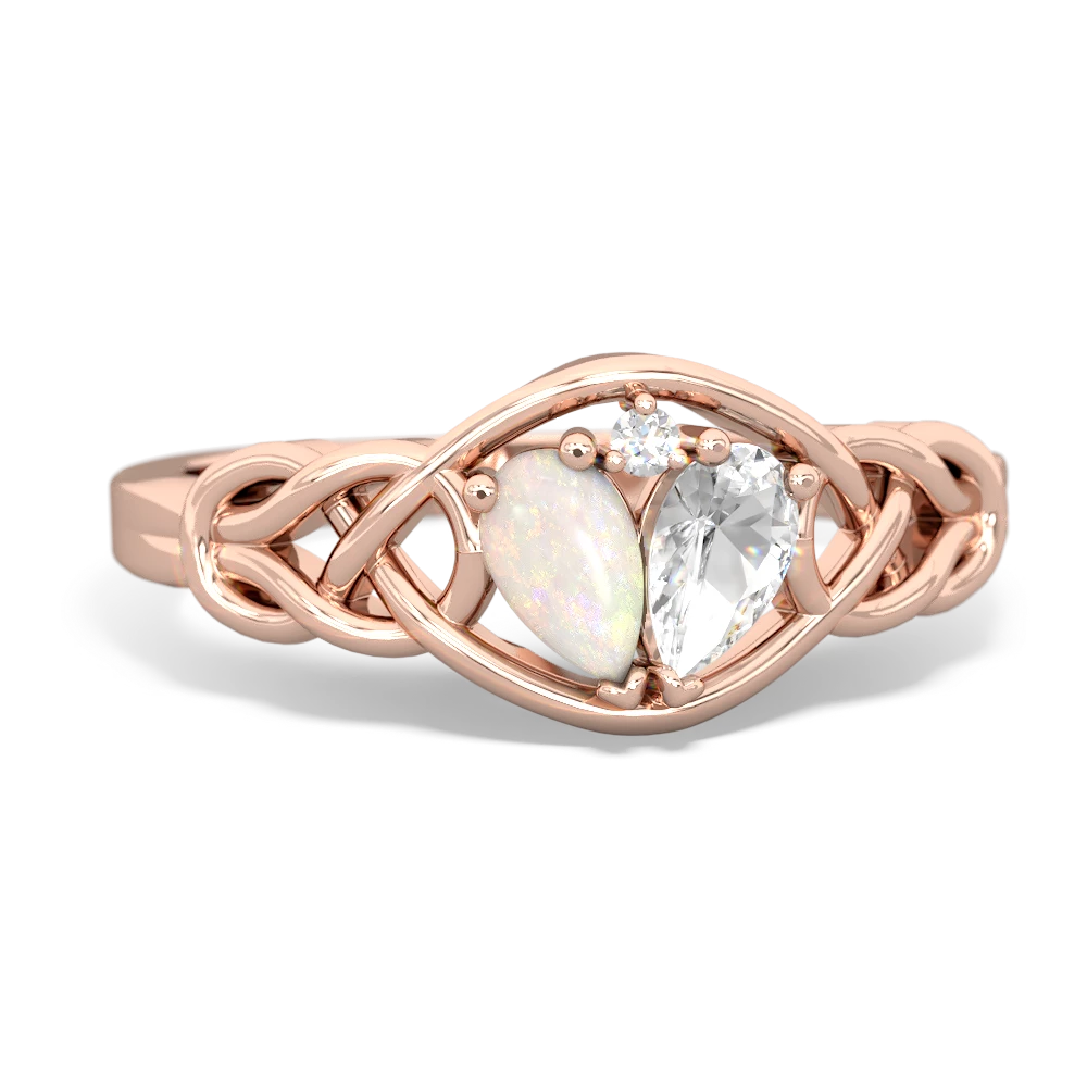 Opal Celtic Love Knot 14K Rose Gold ring R5420