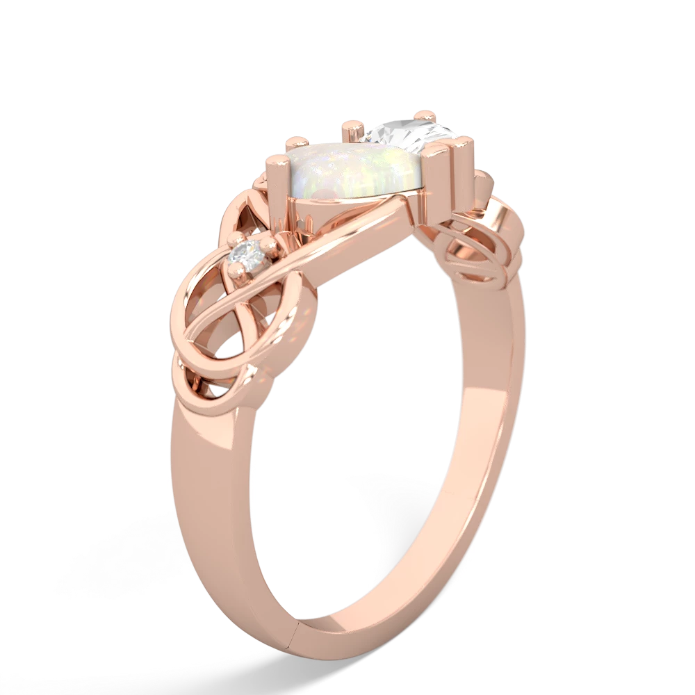 Opal 'One Heart' Celtic Knot Claddagh 14K Rose Gold ring R5322