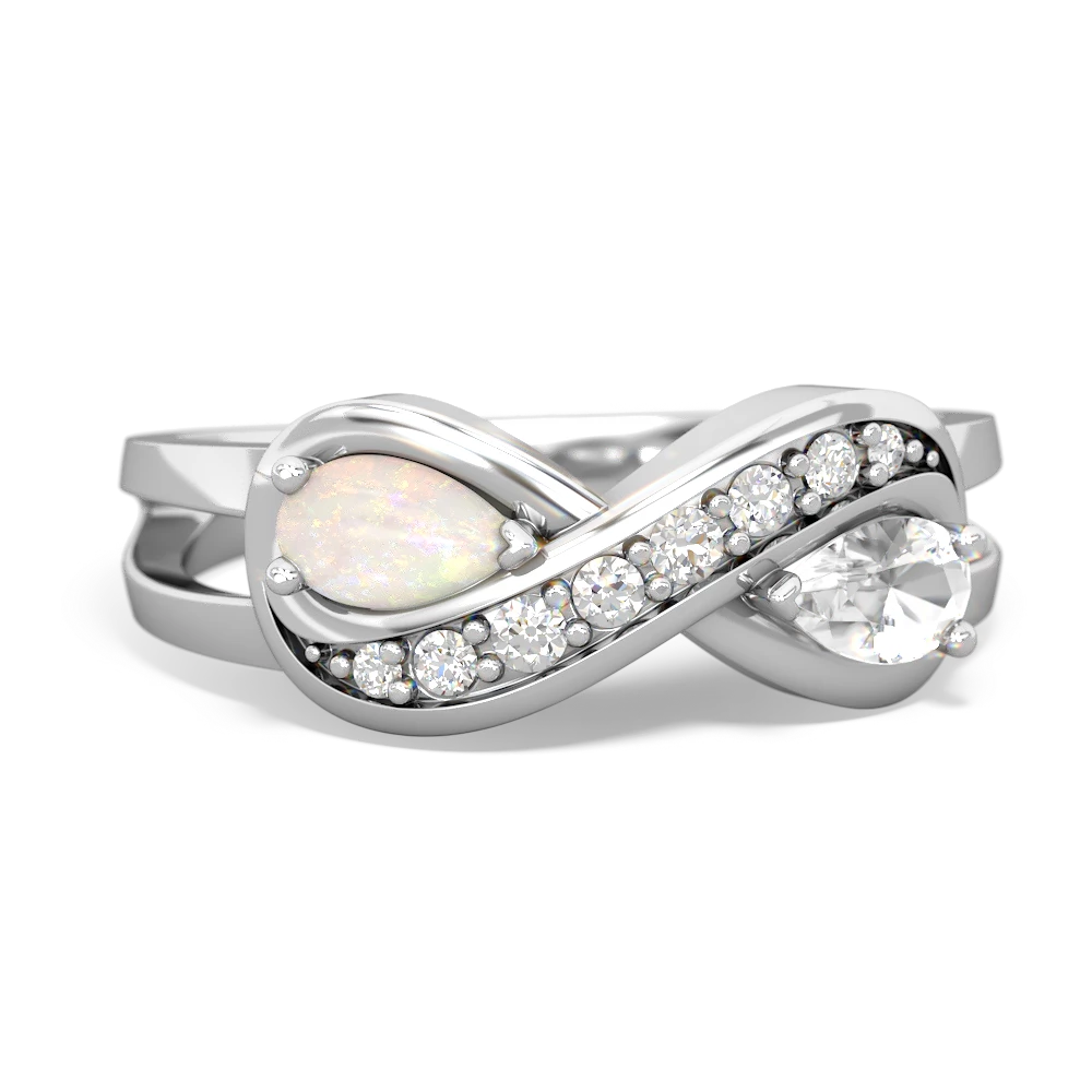 Opal Diamond Infinity 14K White Gold ring R5390