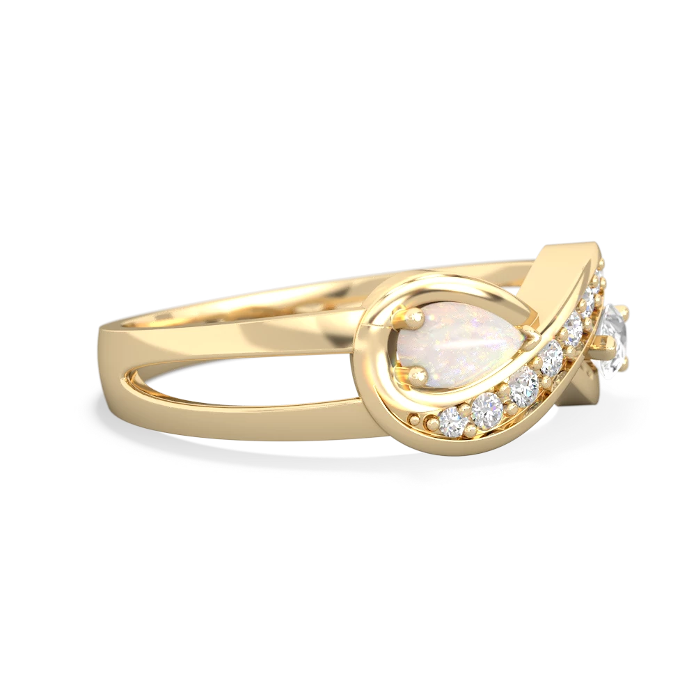 Opal Diamond Infinity 14K Yellow Gold ring R5390