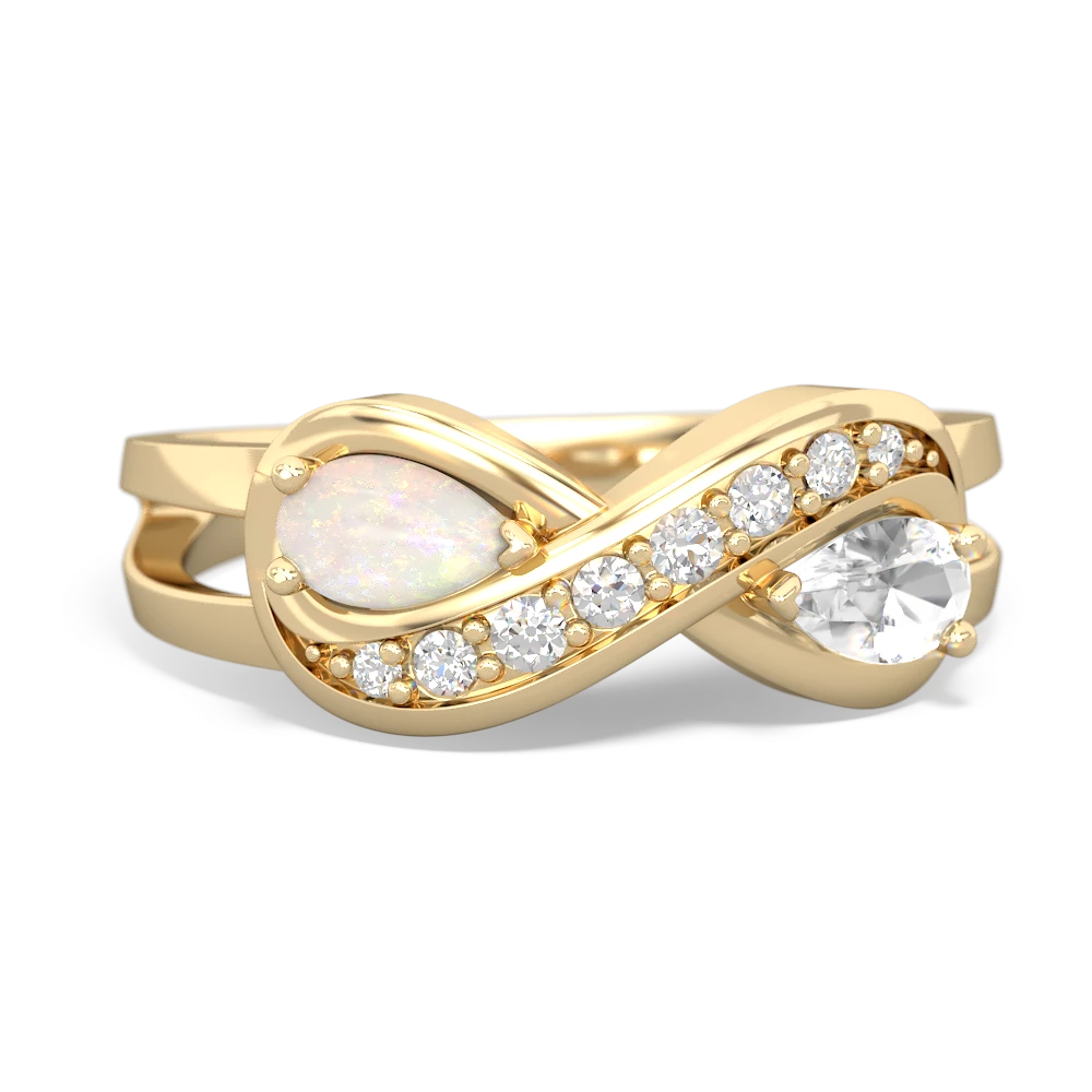 Opal Diamond Infinity 14K Yellow Gold ring R5390