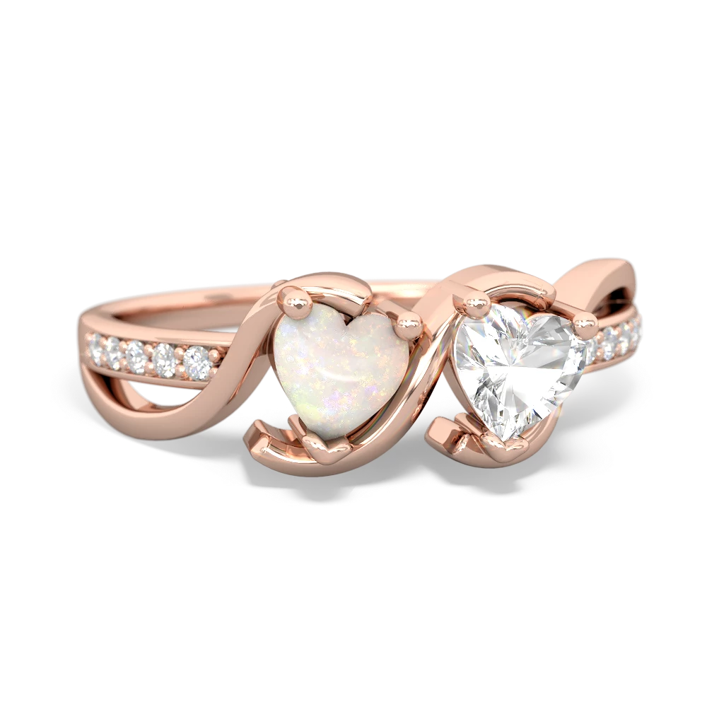 Opal Side By Side 14K Rose Gold ring R3090