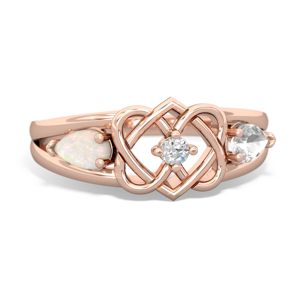 Opal Hearts Intertwined 14K Rose Gold ring R5880