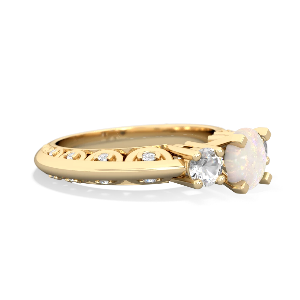 Opal Art Deco Eternal Embrace Engagement 14K Yellow Gold ring C2003