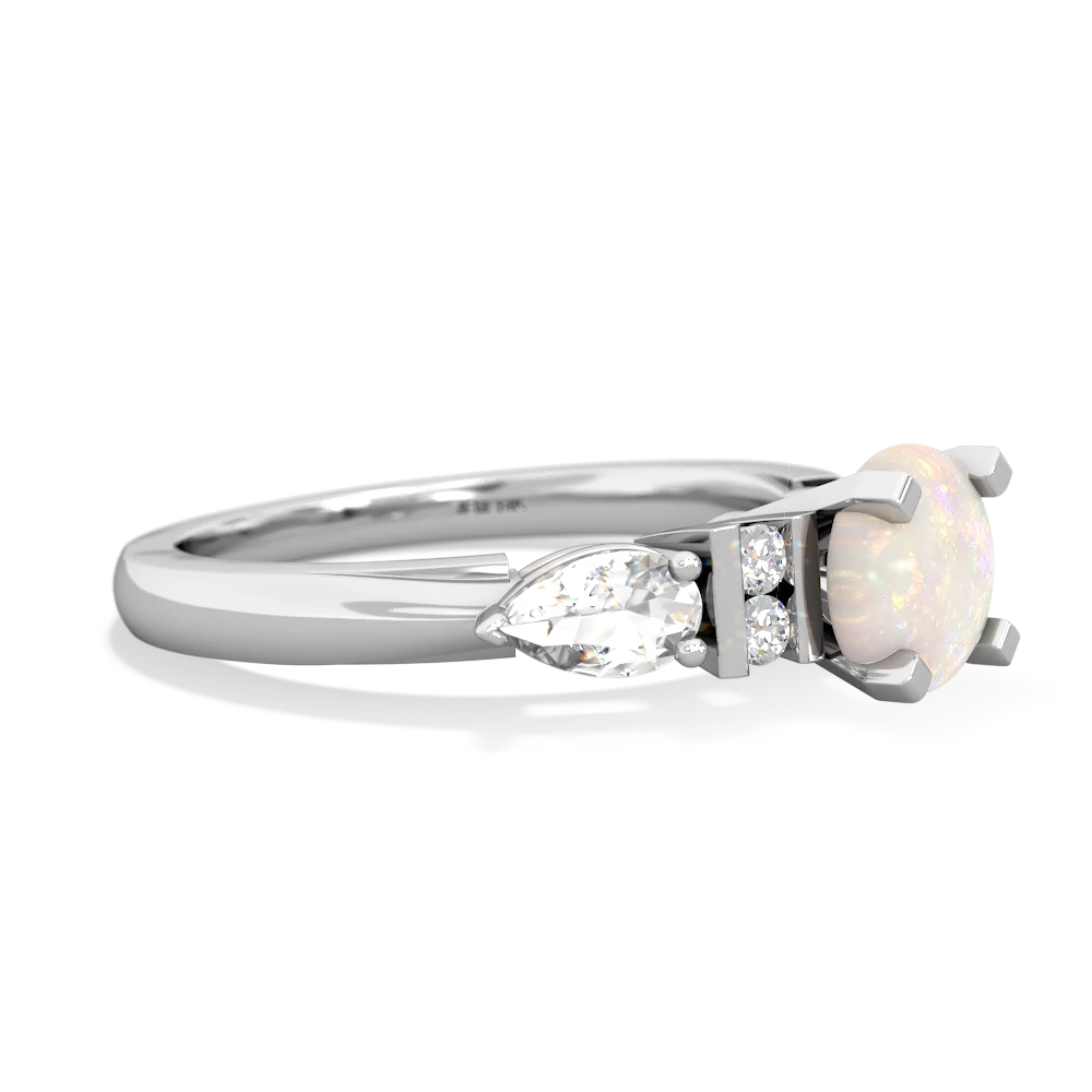 Opal 6Mm Round Eternal Embrace Engagement 14K White Gold ring R2005