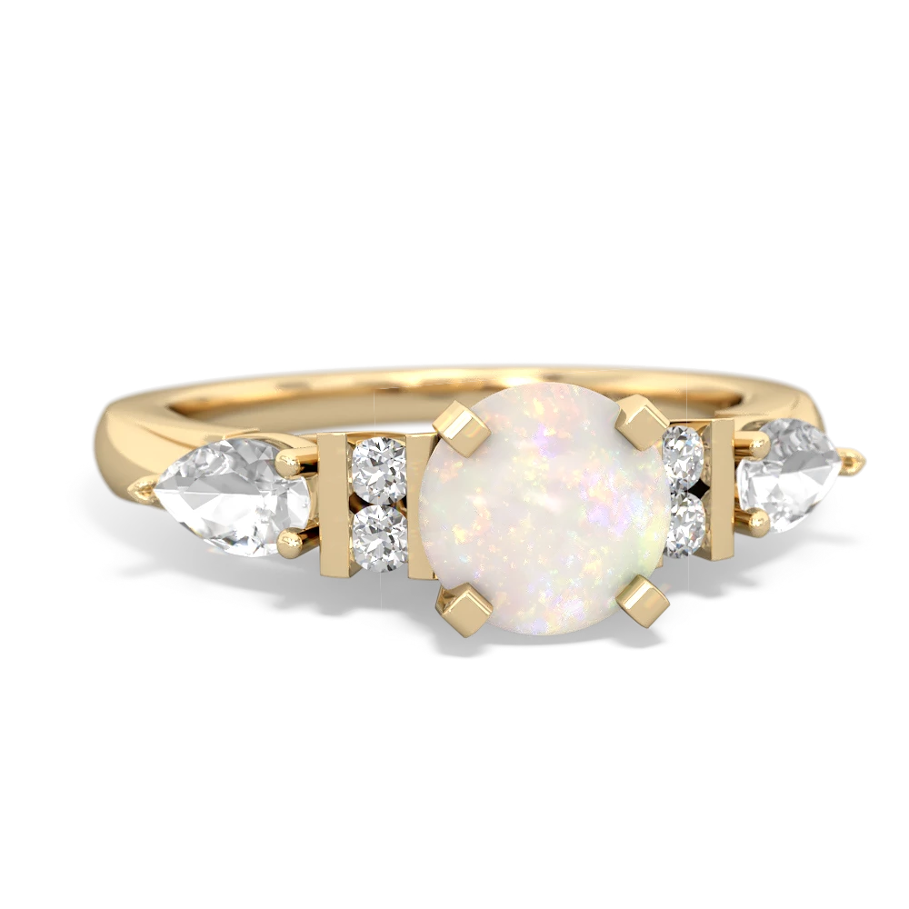 Opal 6Mm Round Eternal Embrace Engagement 14K Yellow Gold ring R2005