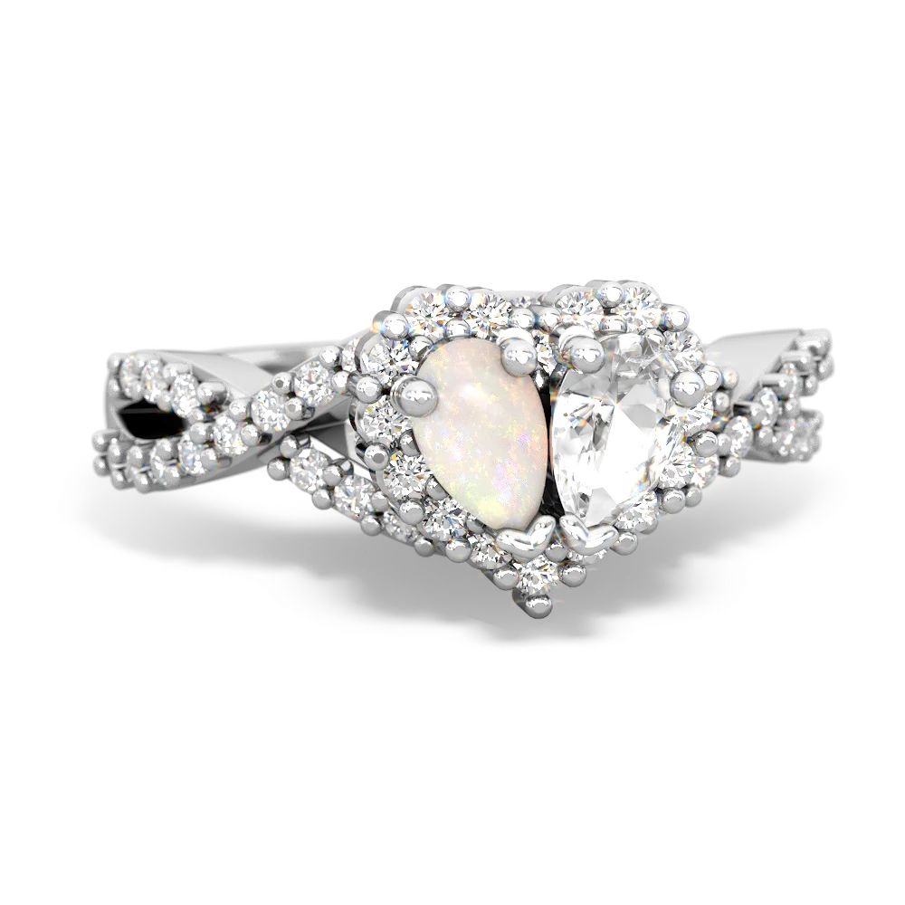 Opal Diamond Twist 'One Heart' 14K White Gold ring R2640HRT