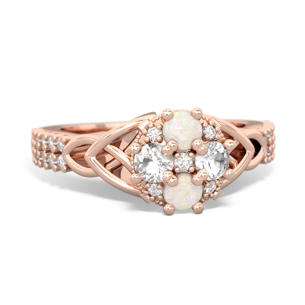 Opal Celtic Knot Cluster Engagement 14K Rose Gold ring R26443RD