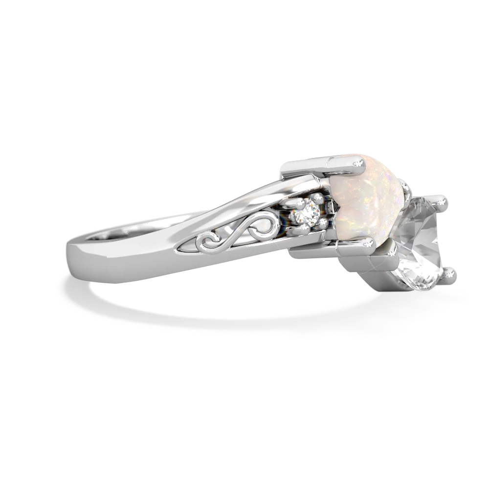 Opal Snuggling Hearts 14K White Gold ring R2178