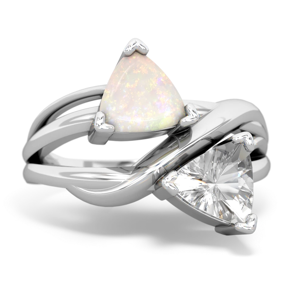 Opal Split Band Swirl 14K White Gold ring R2341