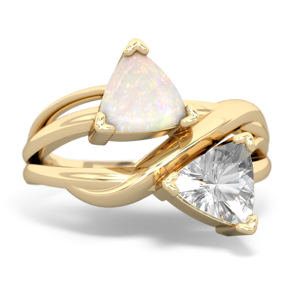 Opal Split Band Swirl 14K Yellow Gold ring R2341