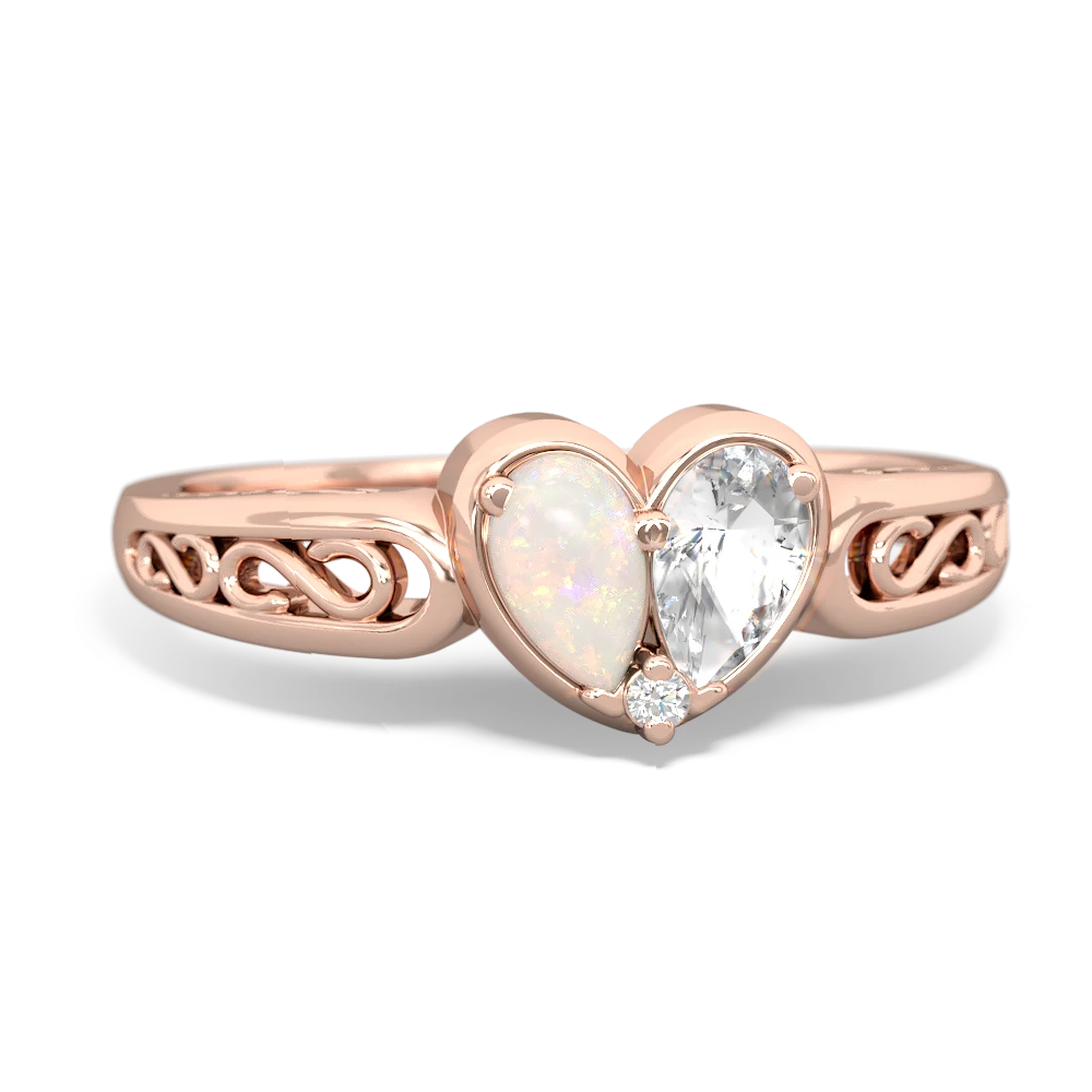 Opal Filligree 'One Heart' 14K Rose Gold ring R5070