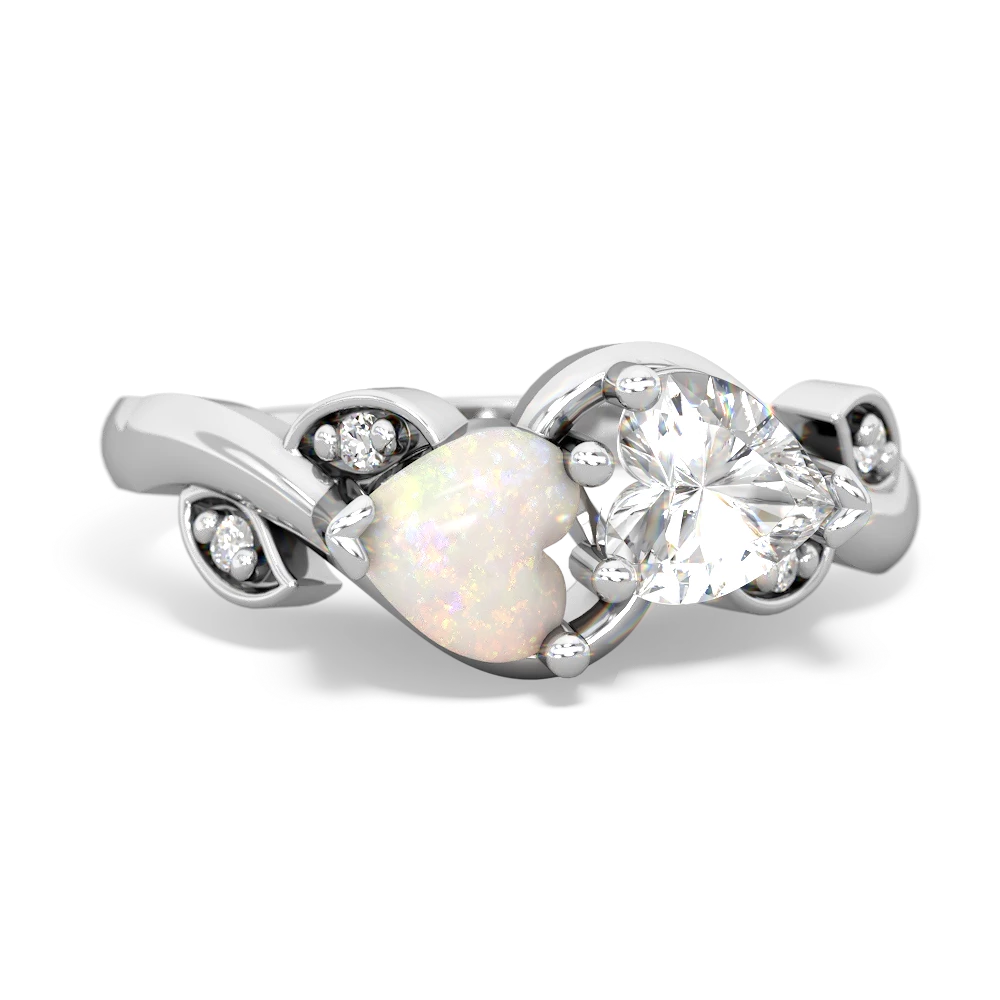 Opal Floral Elegance 14K White Gold ring R5790