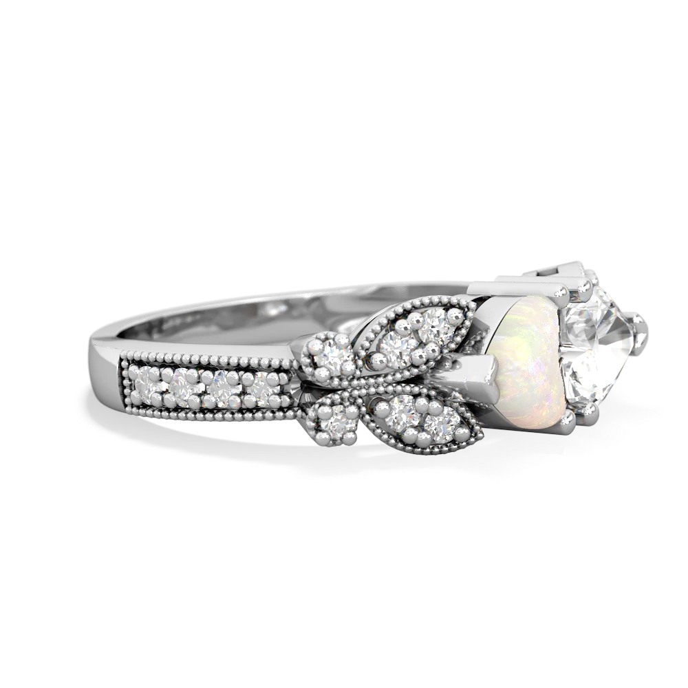 Opal Diamond Butterflies 14K White Gold ring R5601