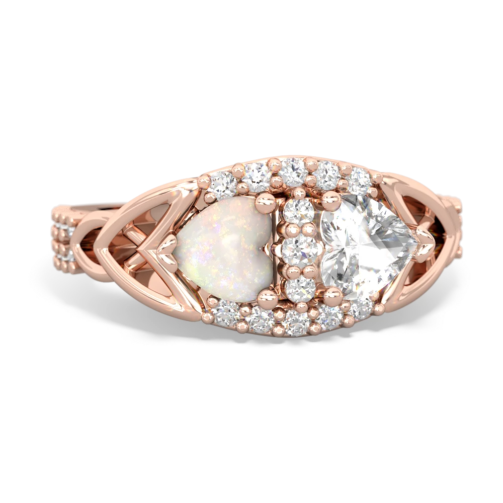 Opal Sparkling Celtic Knot 14K Rose Gold ring R2645