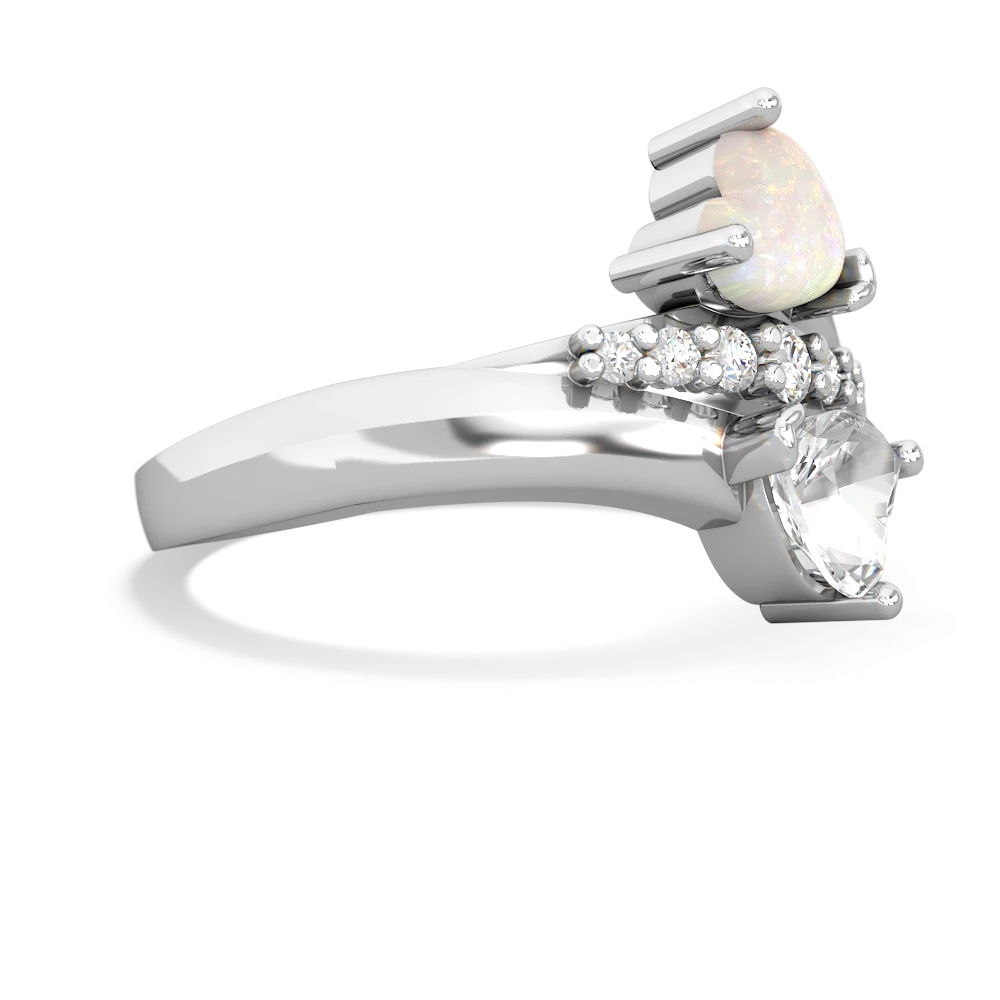 Opal Heart To Heart 14K White Gold ring R2064