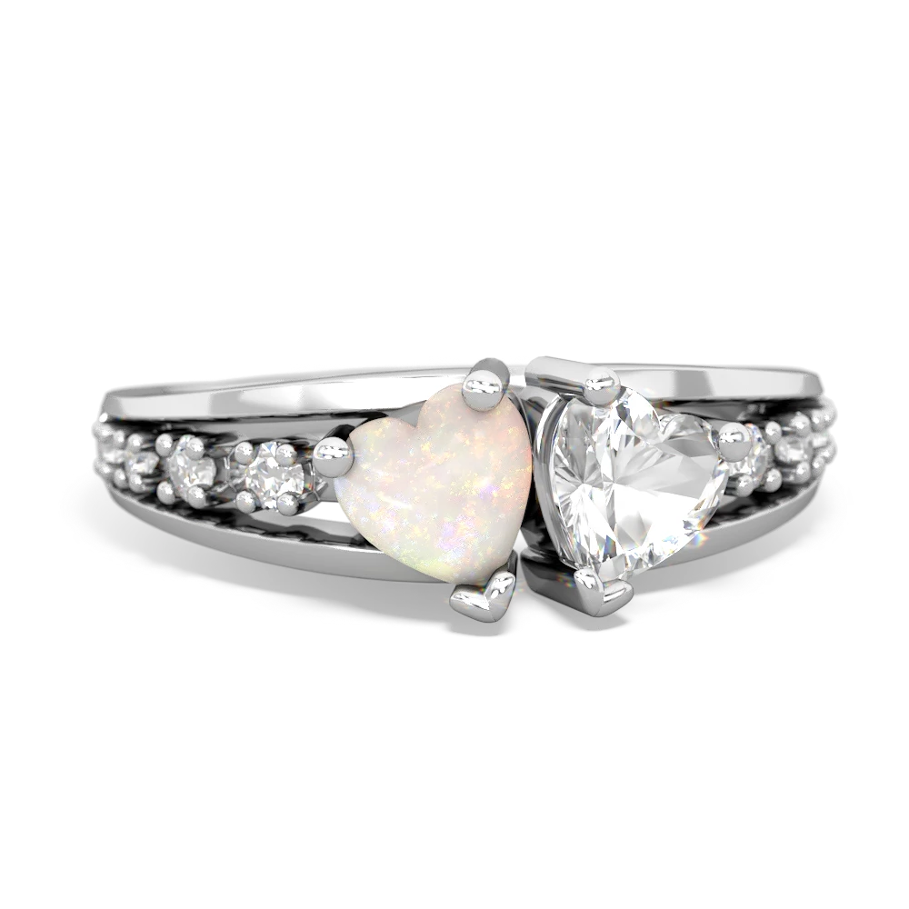 Opal Heart To Heart 14K White Gold ring R3342