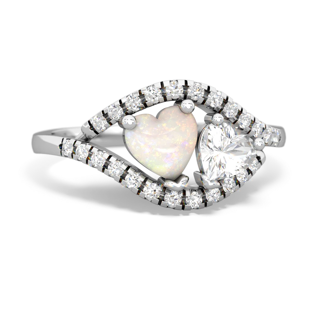 Opal Mother And Child 14K White Gold ring R3010