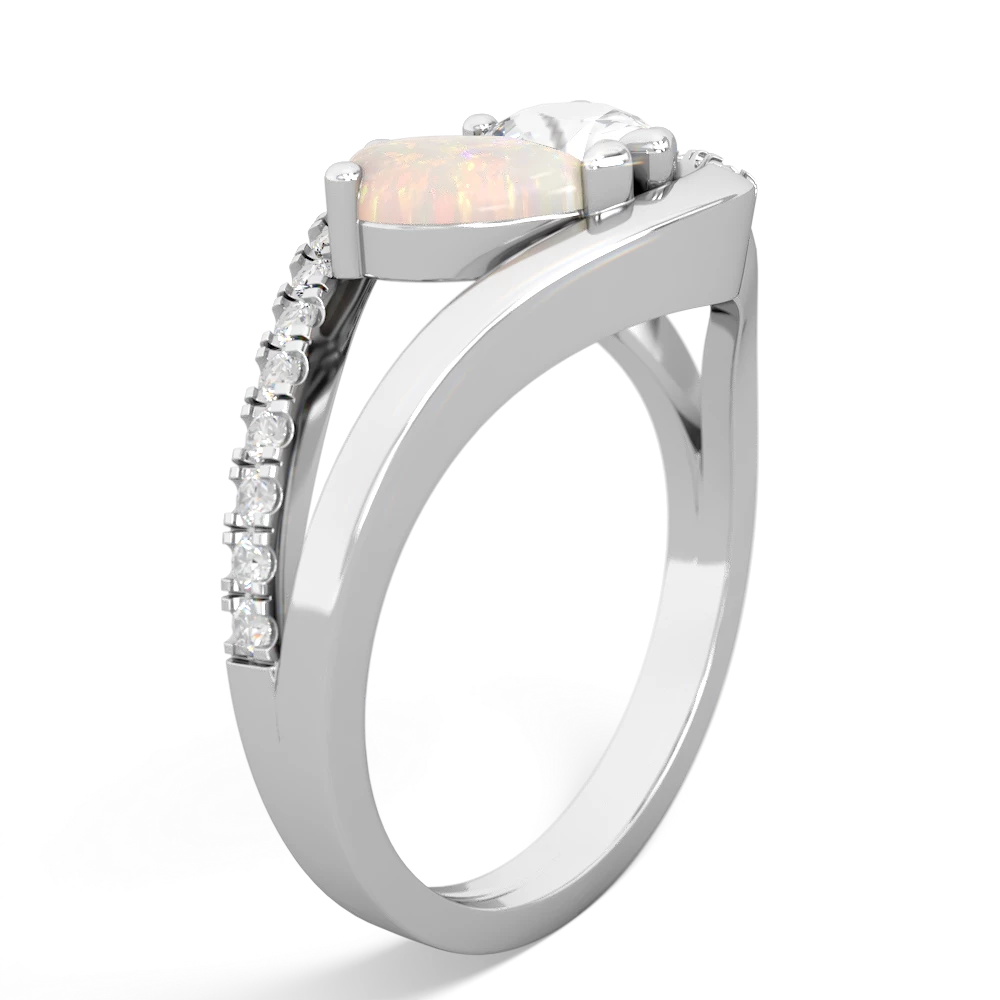 Opal Nestled Heart Keepsake 14K White Gold ring R5650